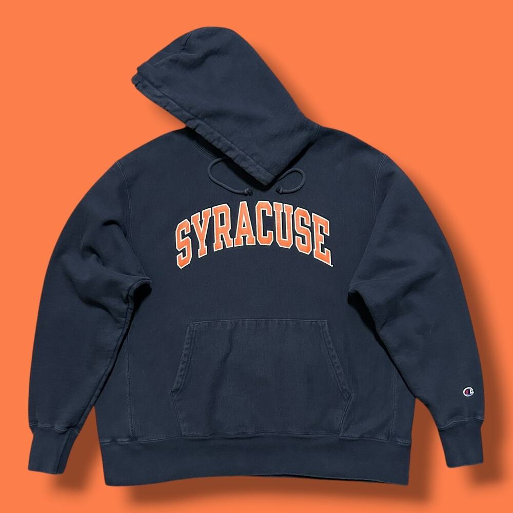 Champion Reverse Weave Hoodie Syracuse University Sweatshirt Navy Blue Mens XL